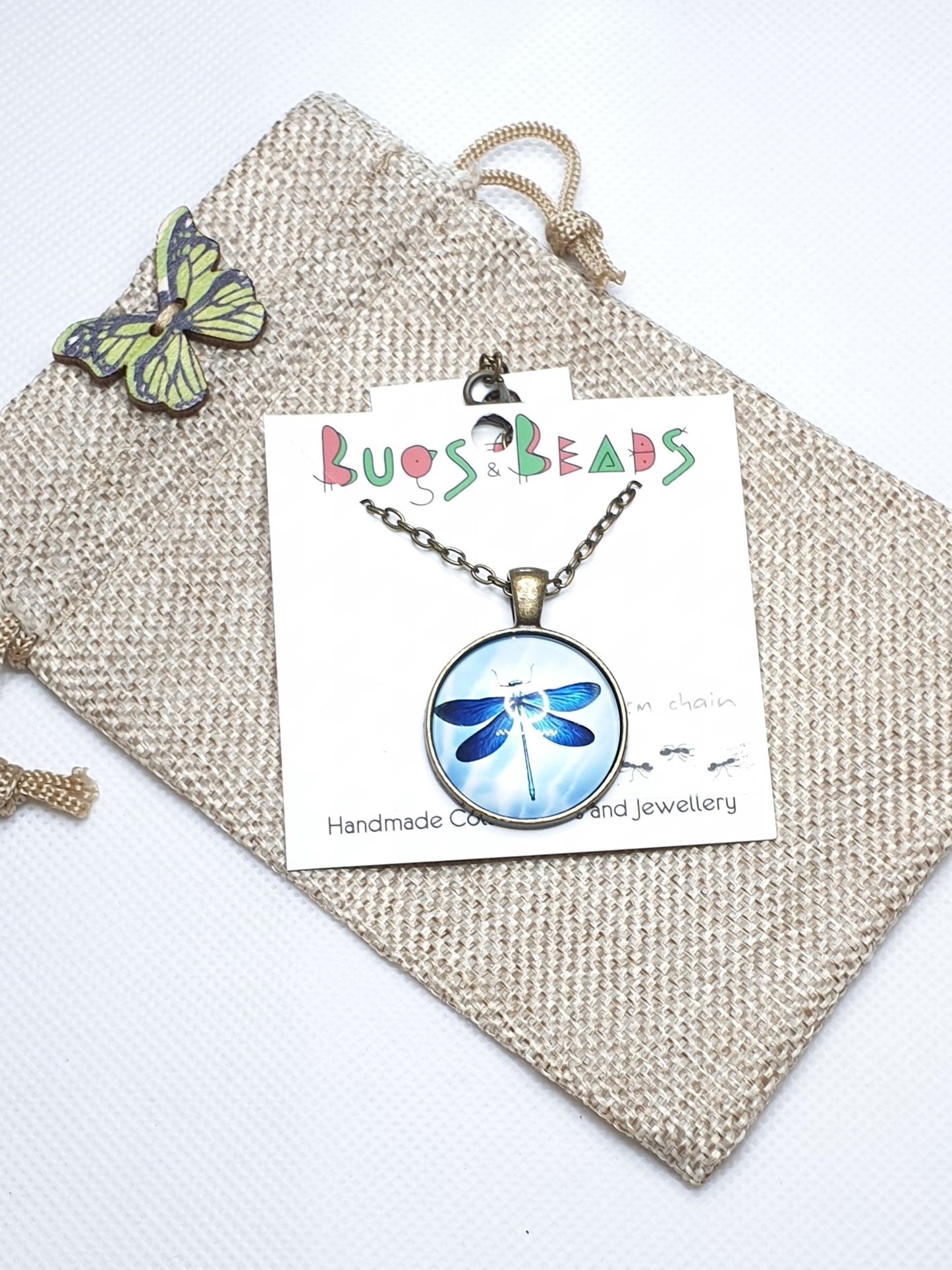 Dragonfly Necklace - Blue Wings