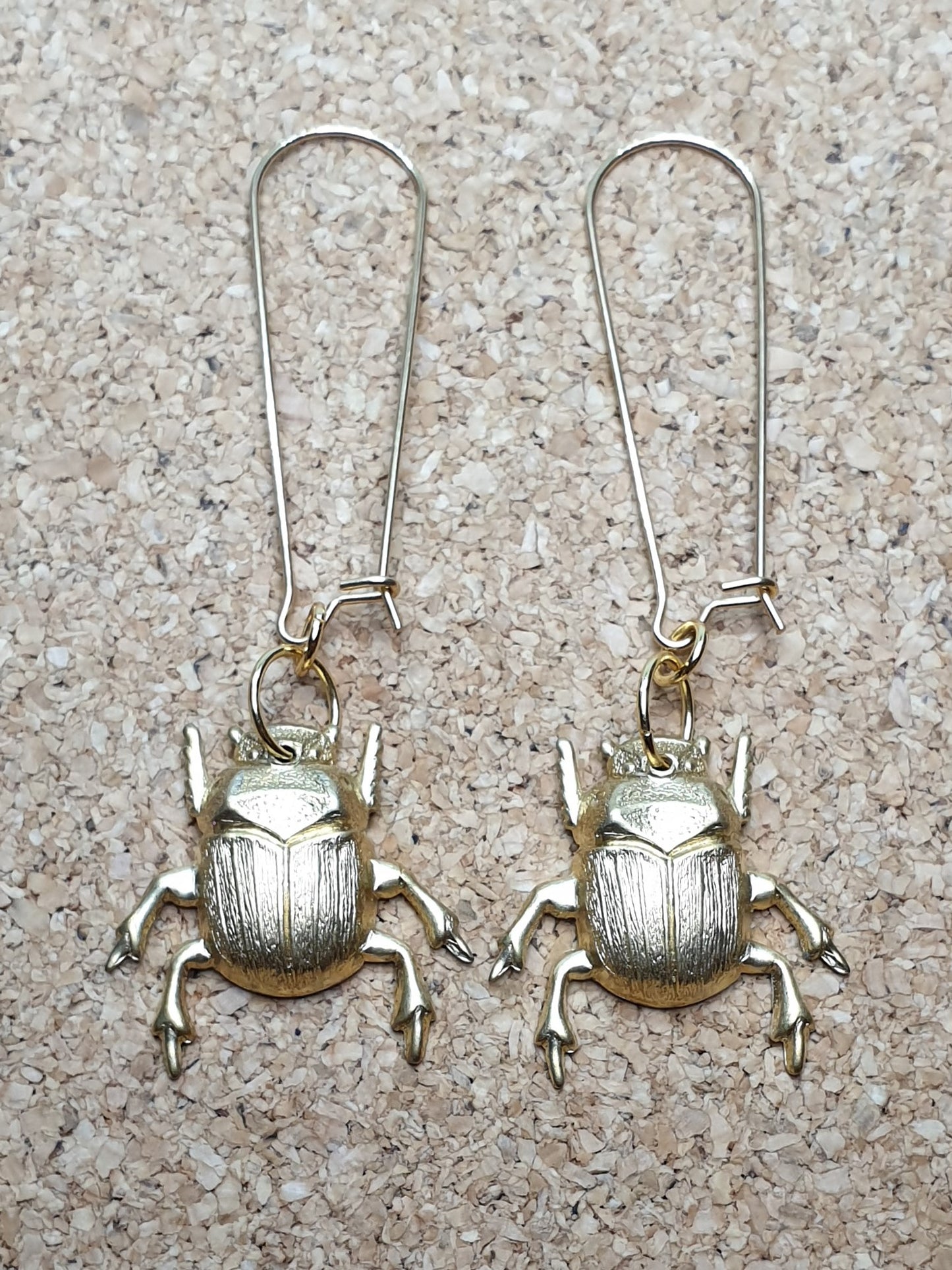 Dung Beetles on long hooks - Brass & Stainless Steel