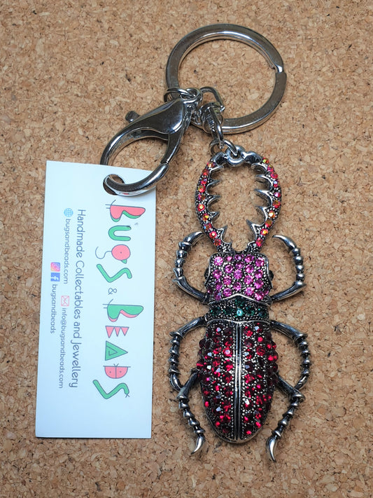 Stag Beetle Keyring - Red