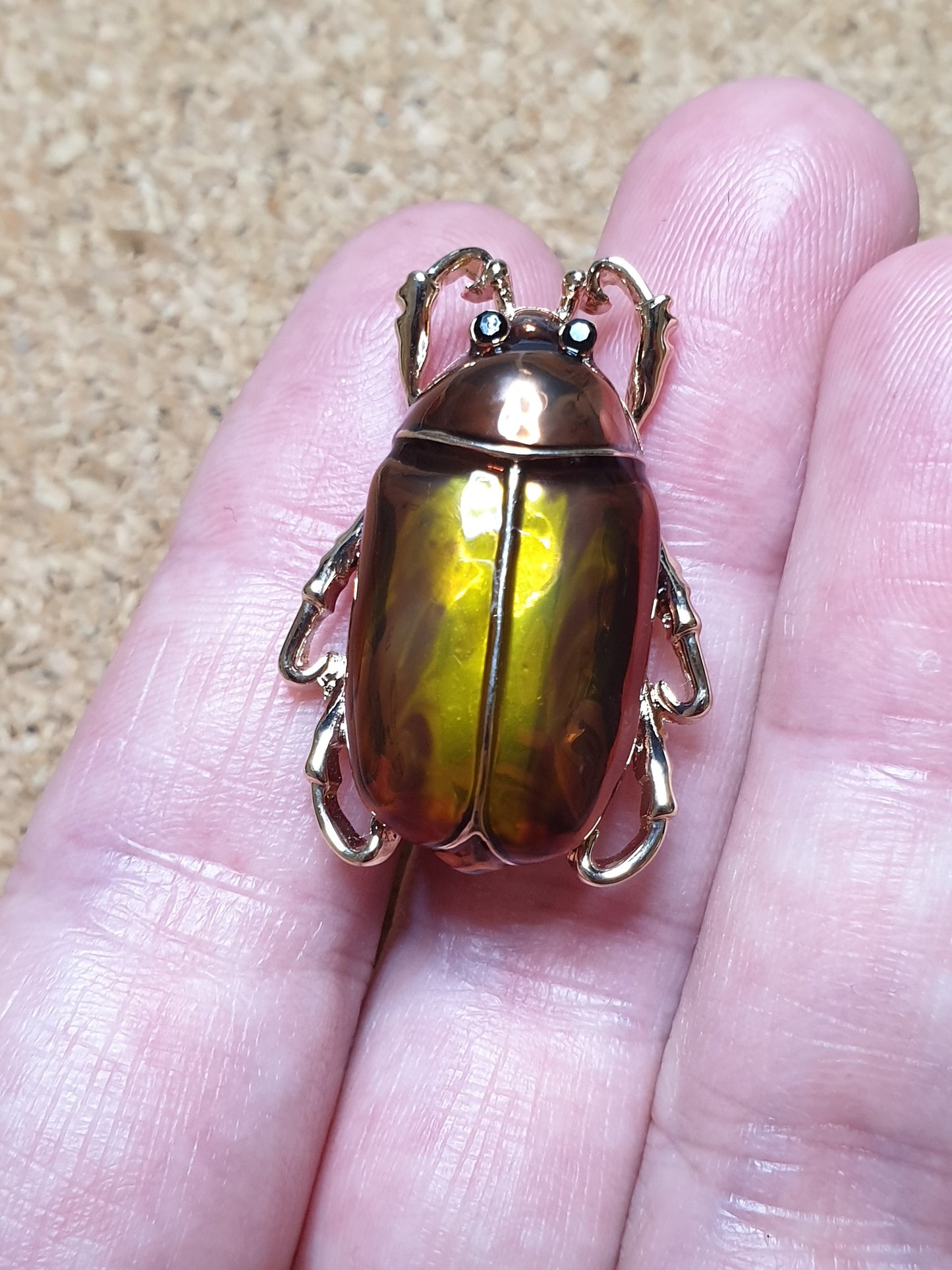 June Beetle Fashion Brooch - Gold