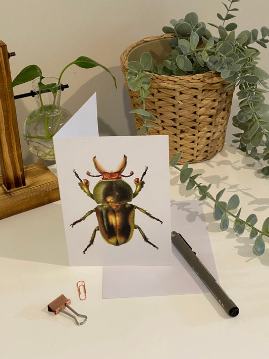 Golden Green Stag beetle Greeting Card