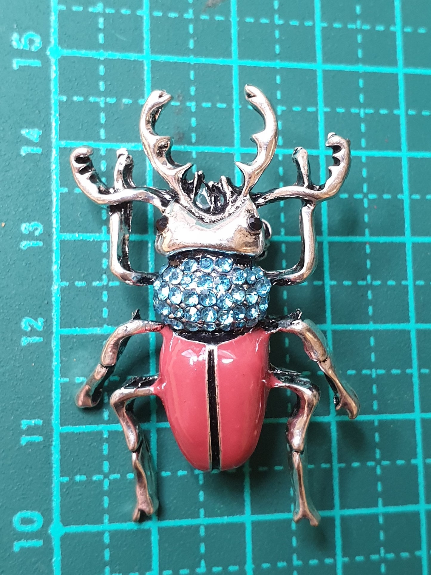 Stag Beetle Brooch - Pink