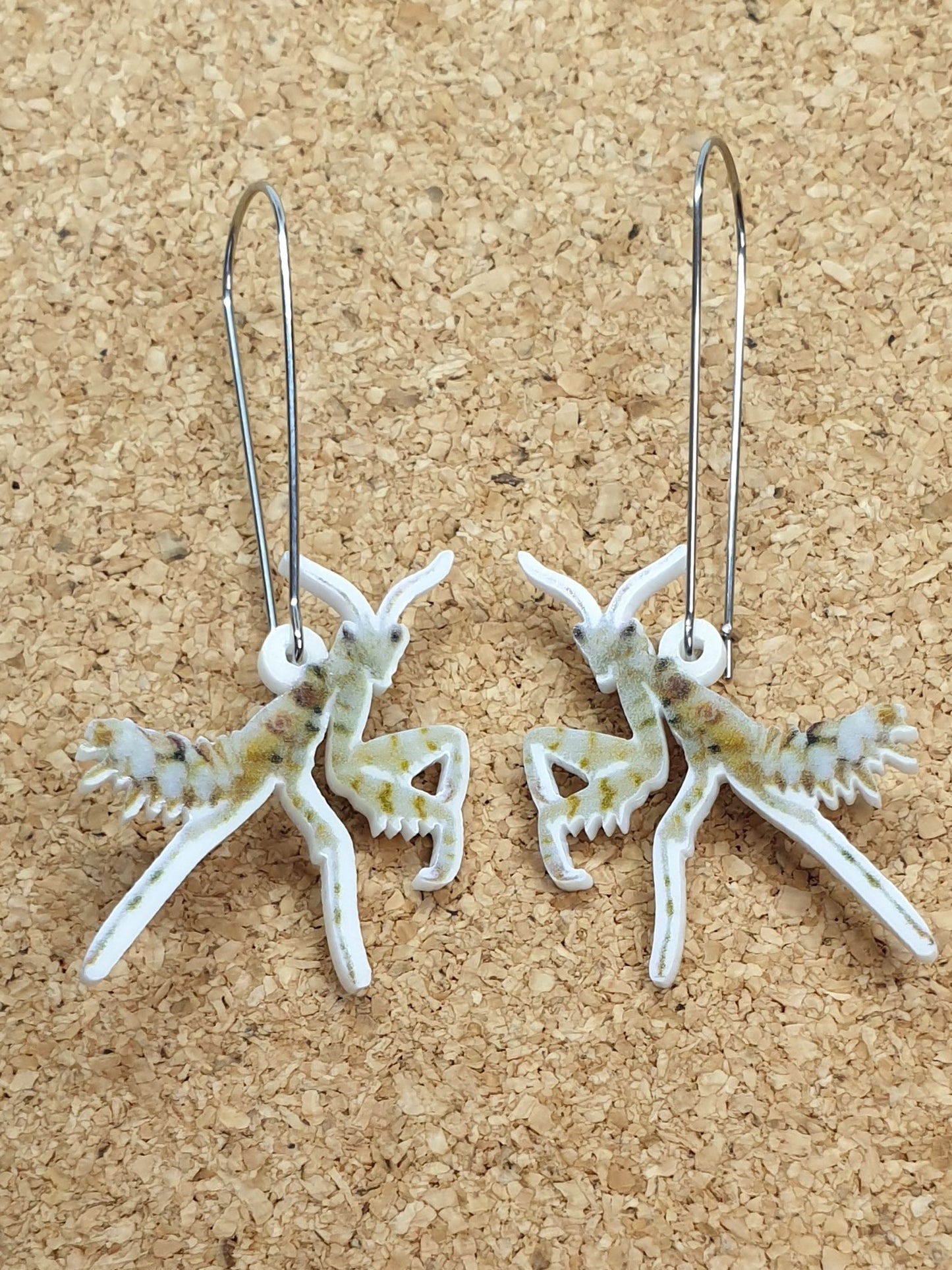 Orchid Praying Mantis acrylic earrings
