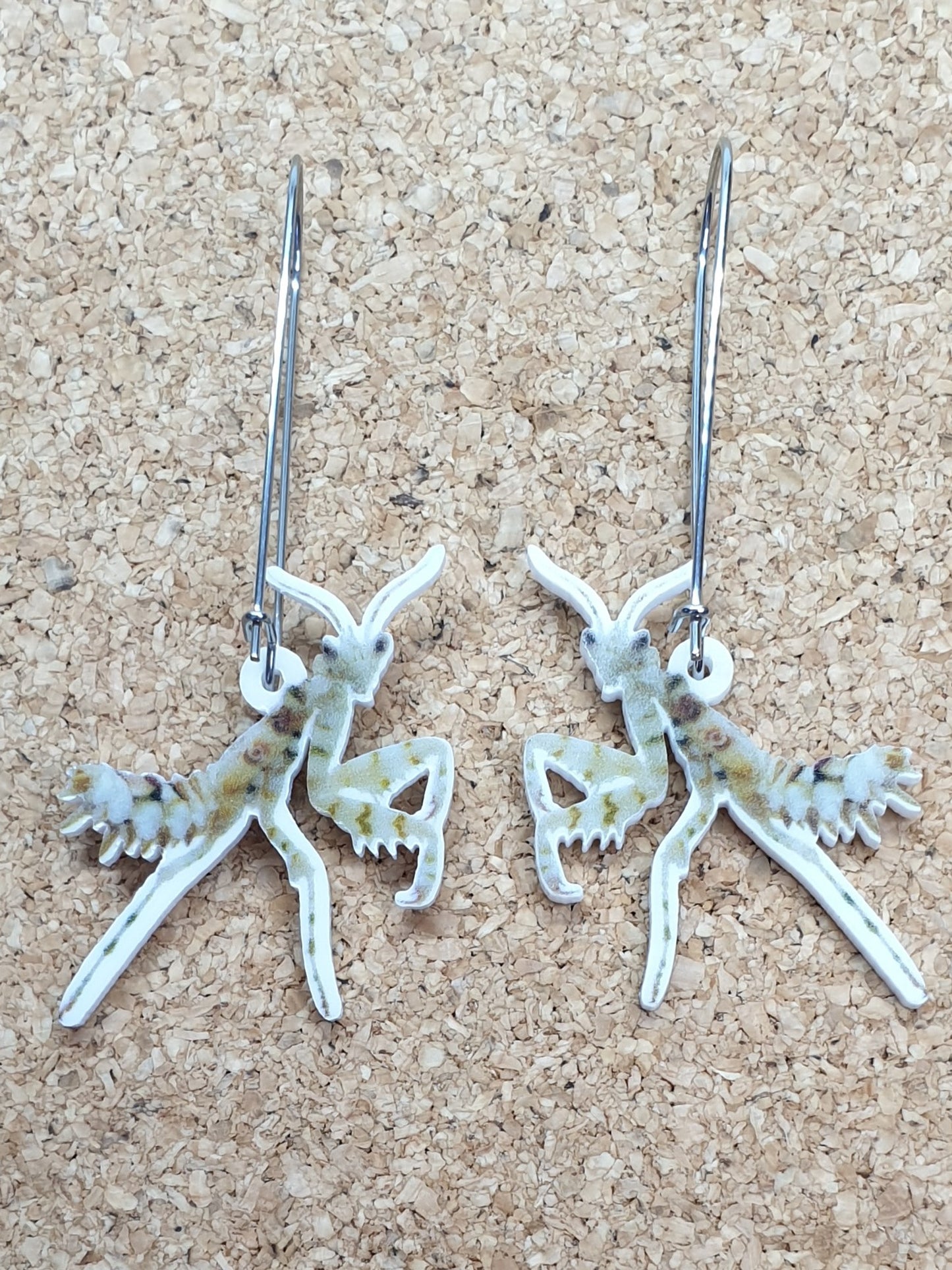 Orchid Praying Mantis acrylic earrings
