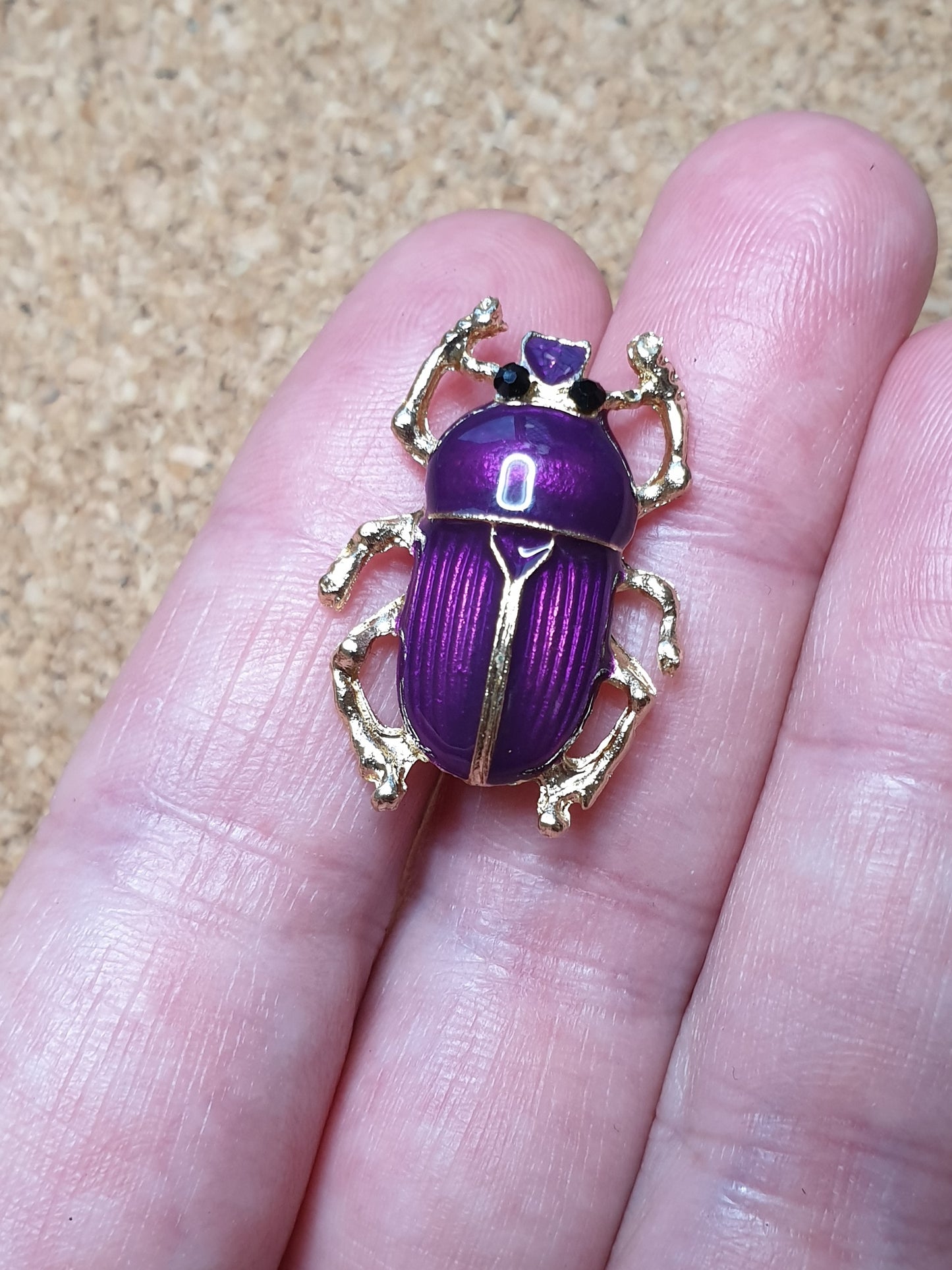 Dung Beetle Brooch - Purple