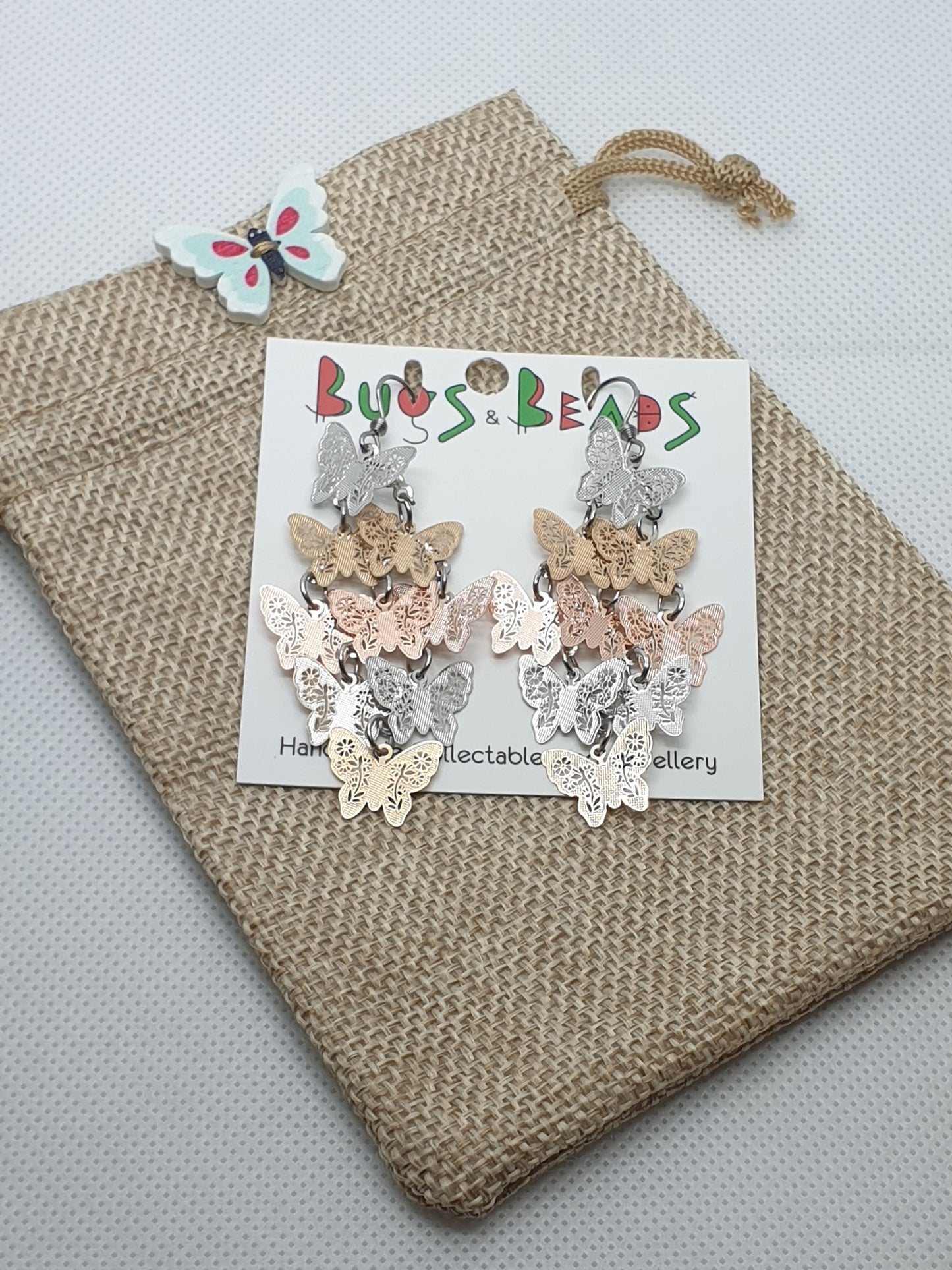 Golden Butterflies Dangle Earrings