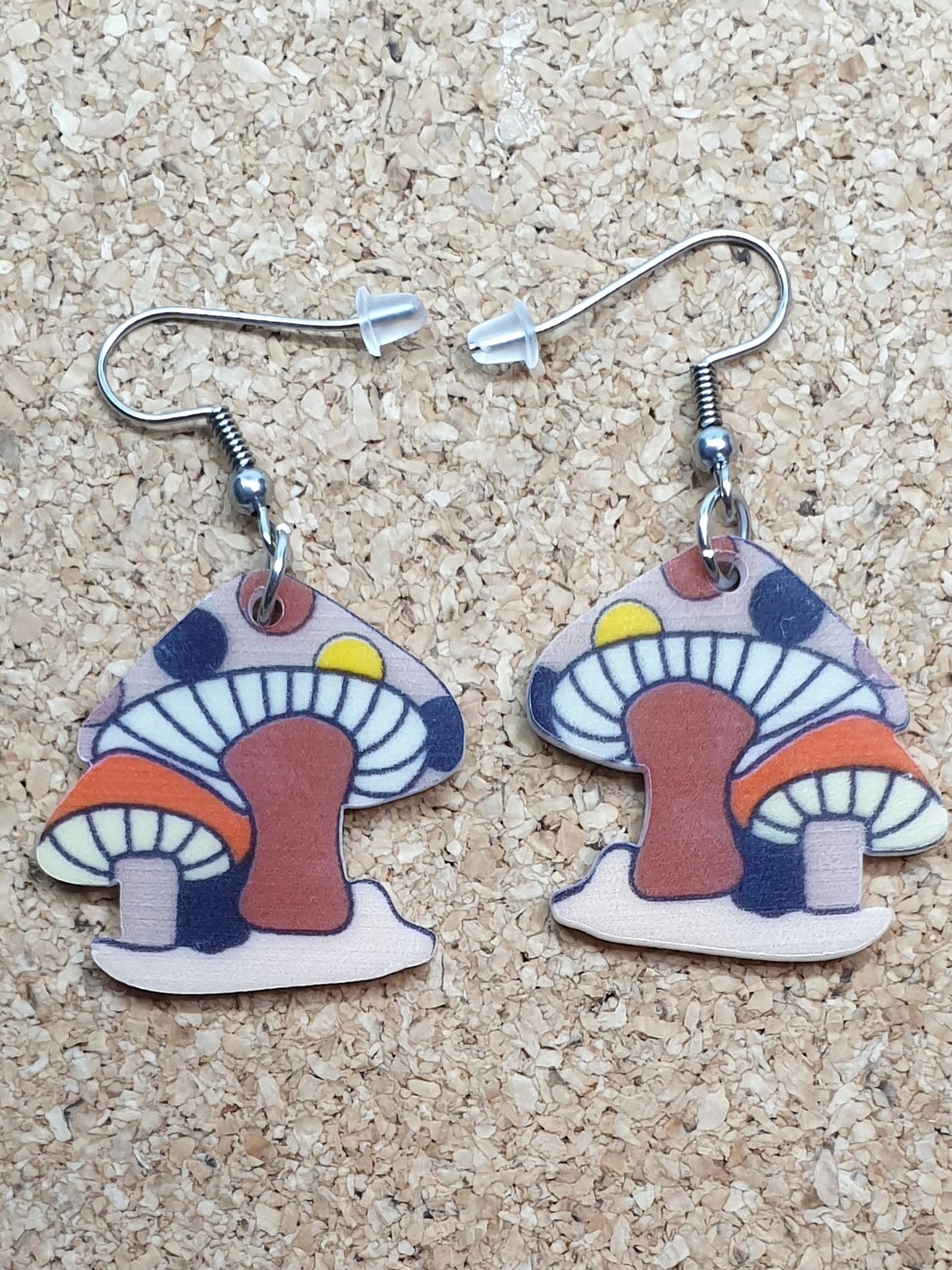 Brown cartoon mushroom earrings