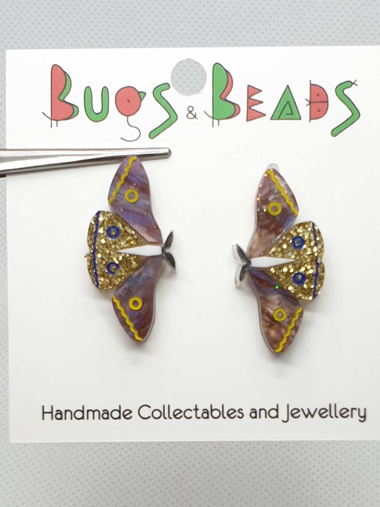 Brown Moth studs acrylic earrings