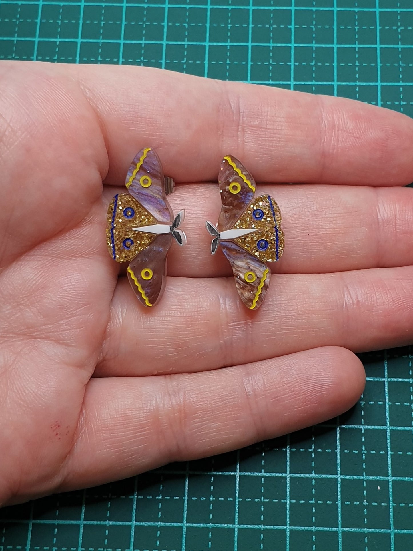 Brown Moth studs acrylic earrings