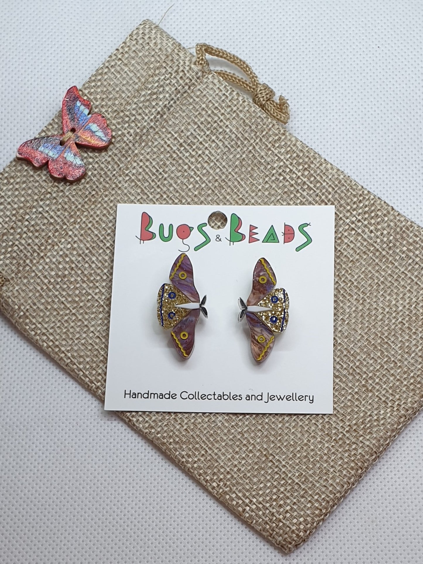 Brown Moth studs acrylic earrings