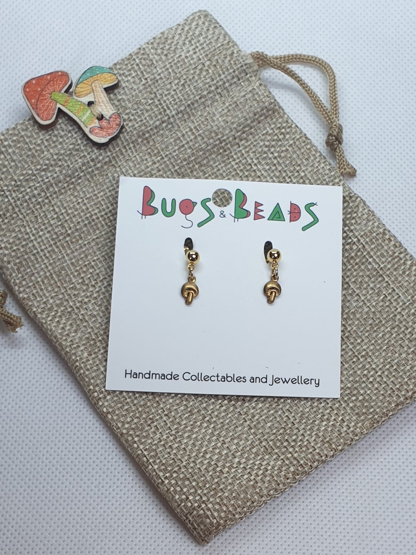 Mini Mushroom Studs - Brass & Stainless Steel