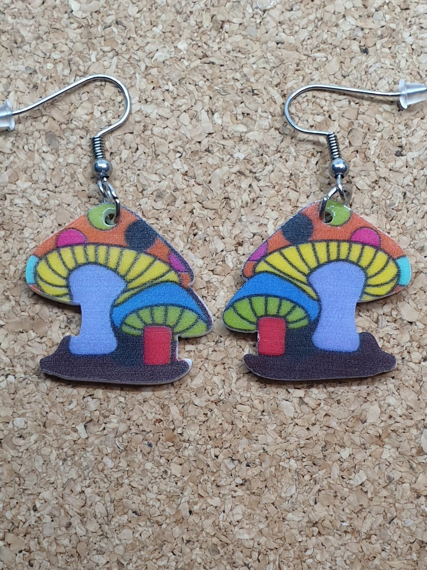 Mixed colour cartoon mushroom earrings