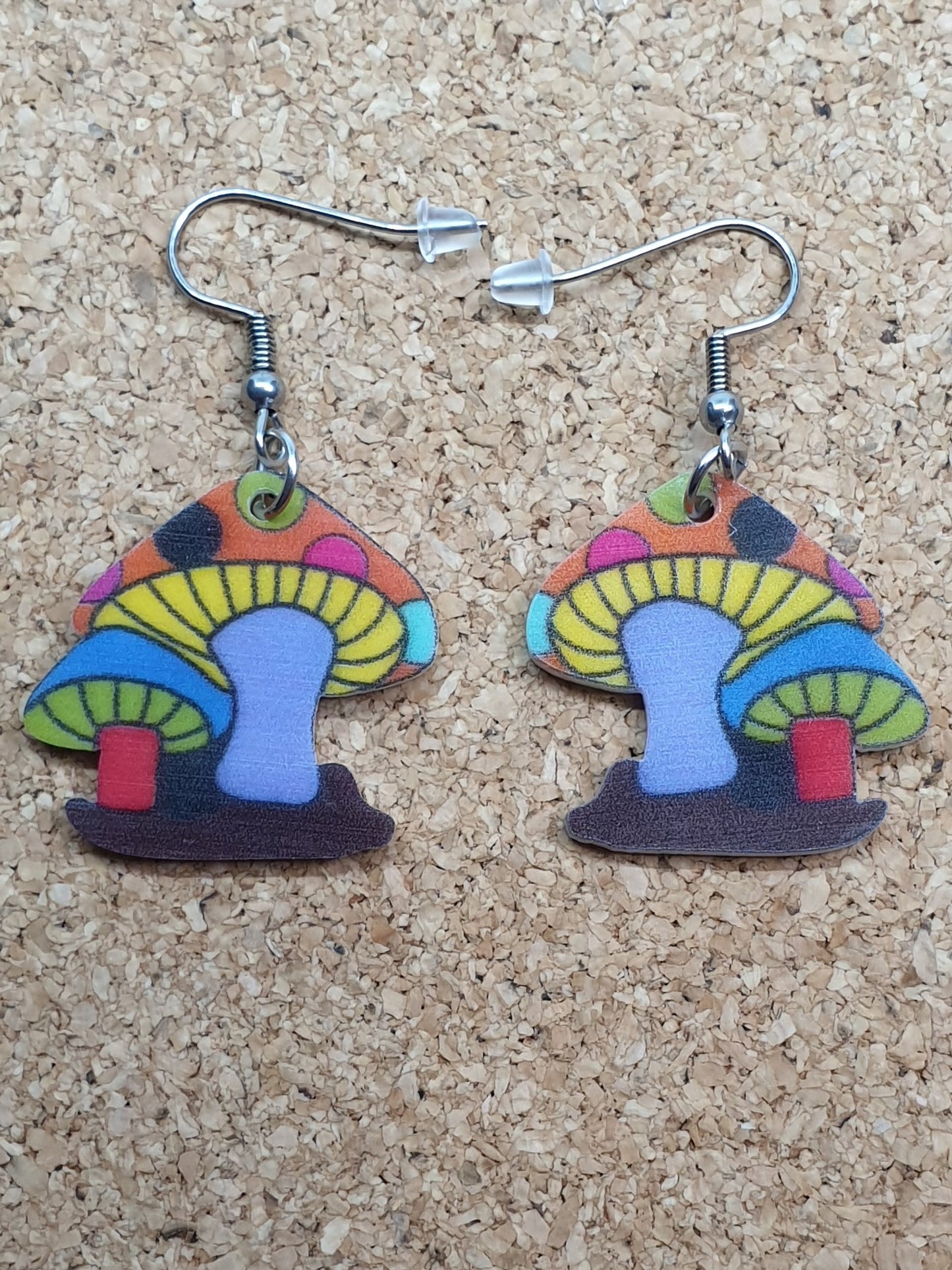 Mixed colour cartoon mushroom earrings