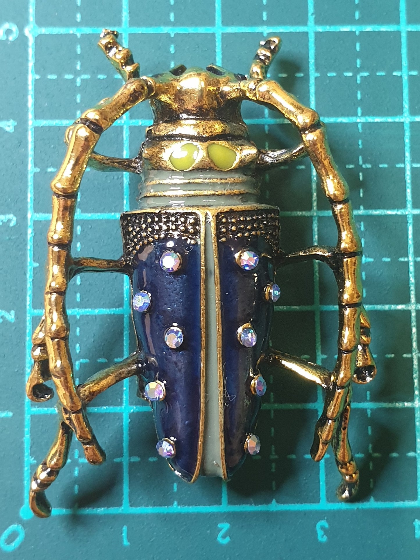 Longhorn Beetle Brooch - Dark Blue