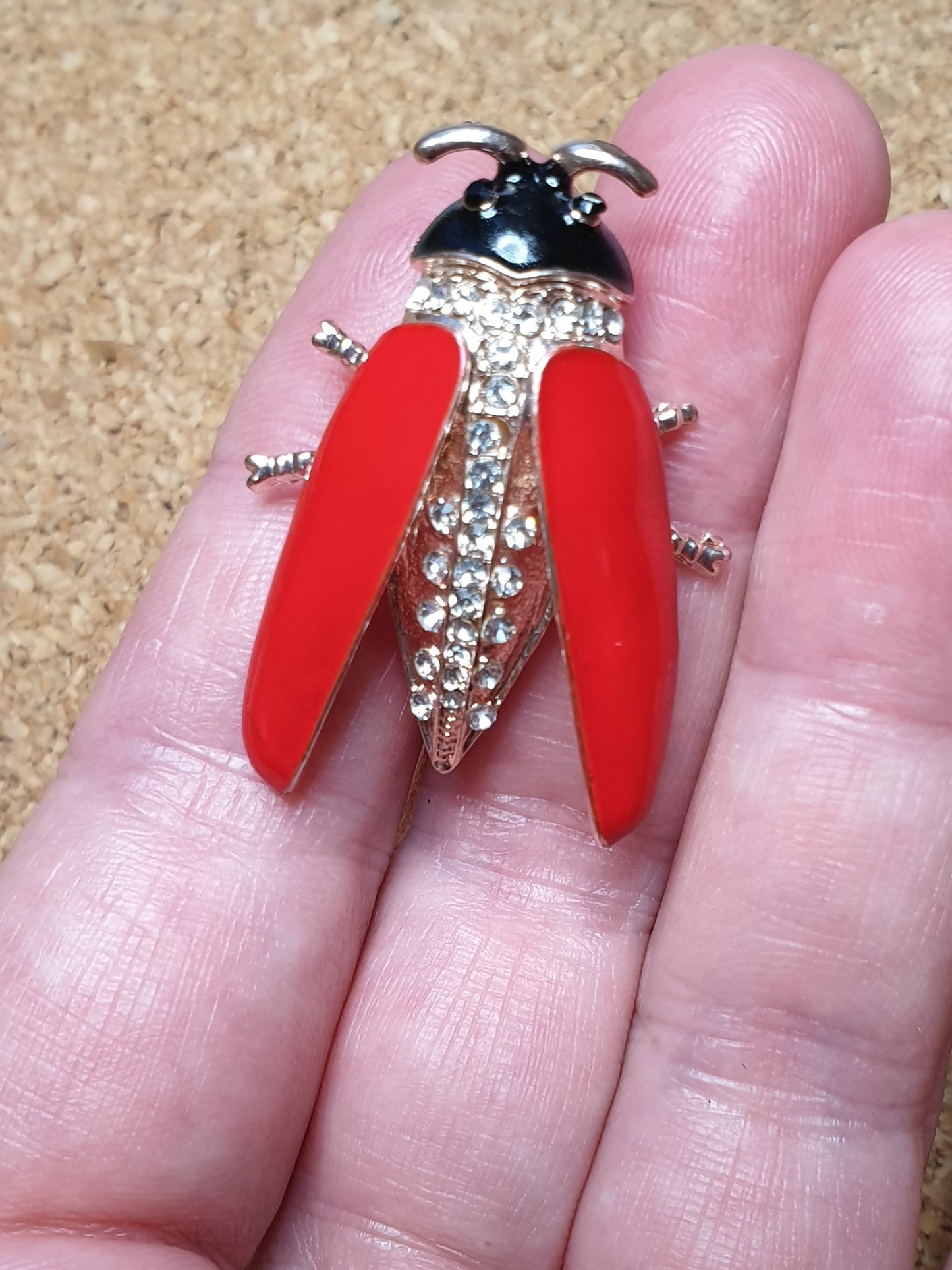 Ladybird beetle Brooch - Open Wings