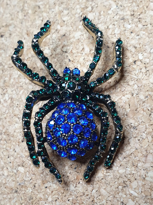 Spider Brooch - Blue Bright