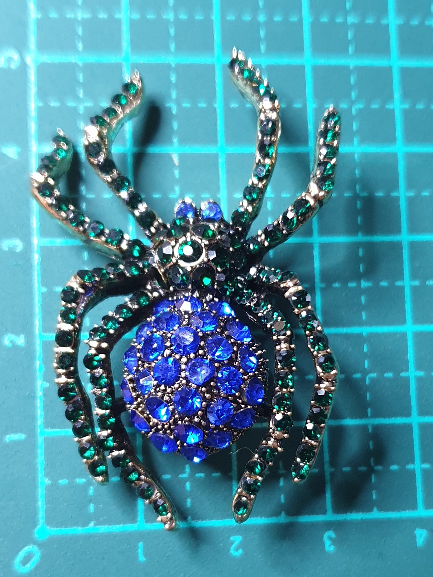 Spider Brooch - Blue Bright