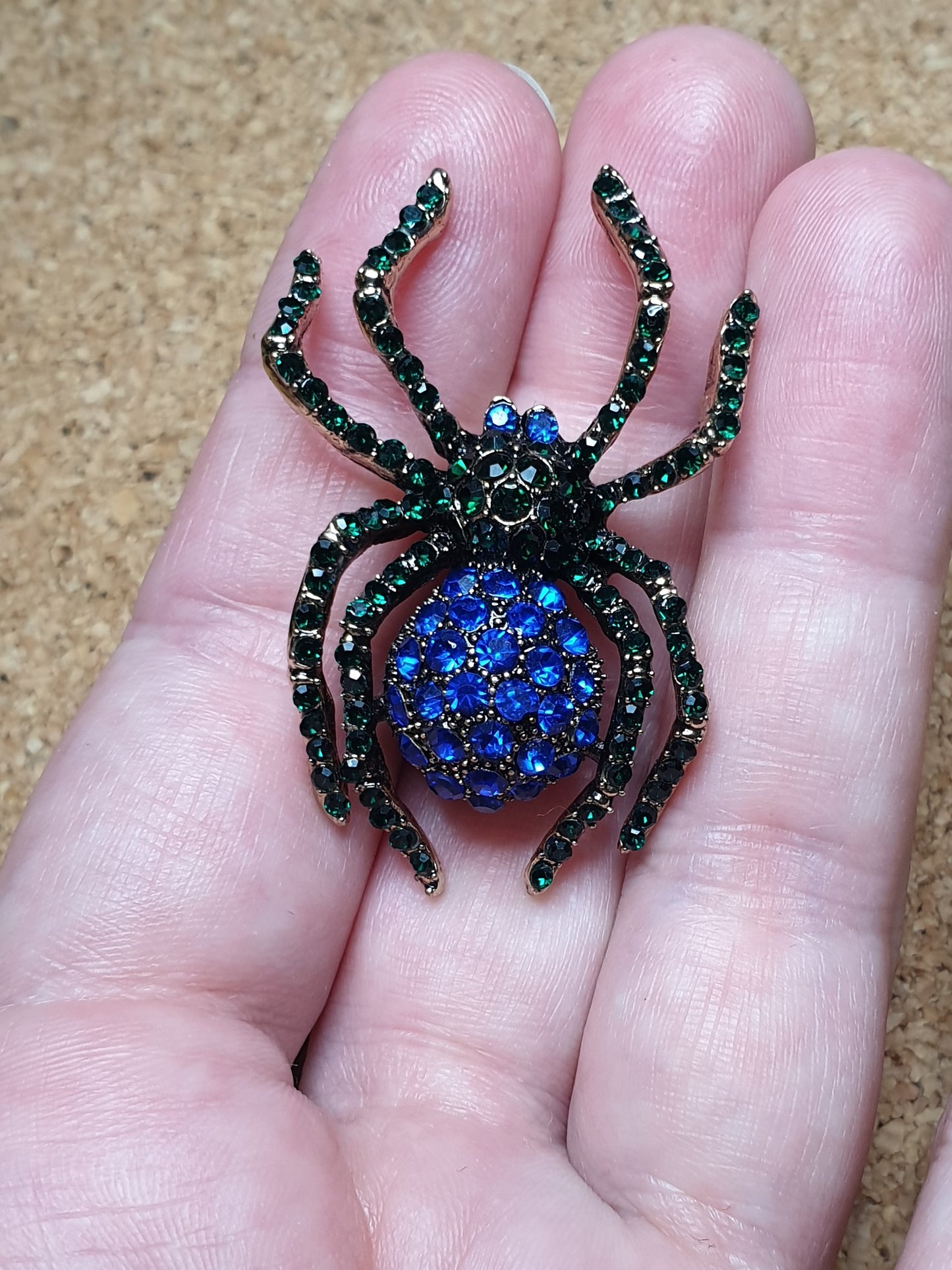 Spider Brooch - Blue Bright