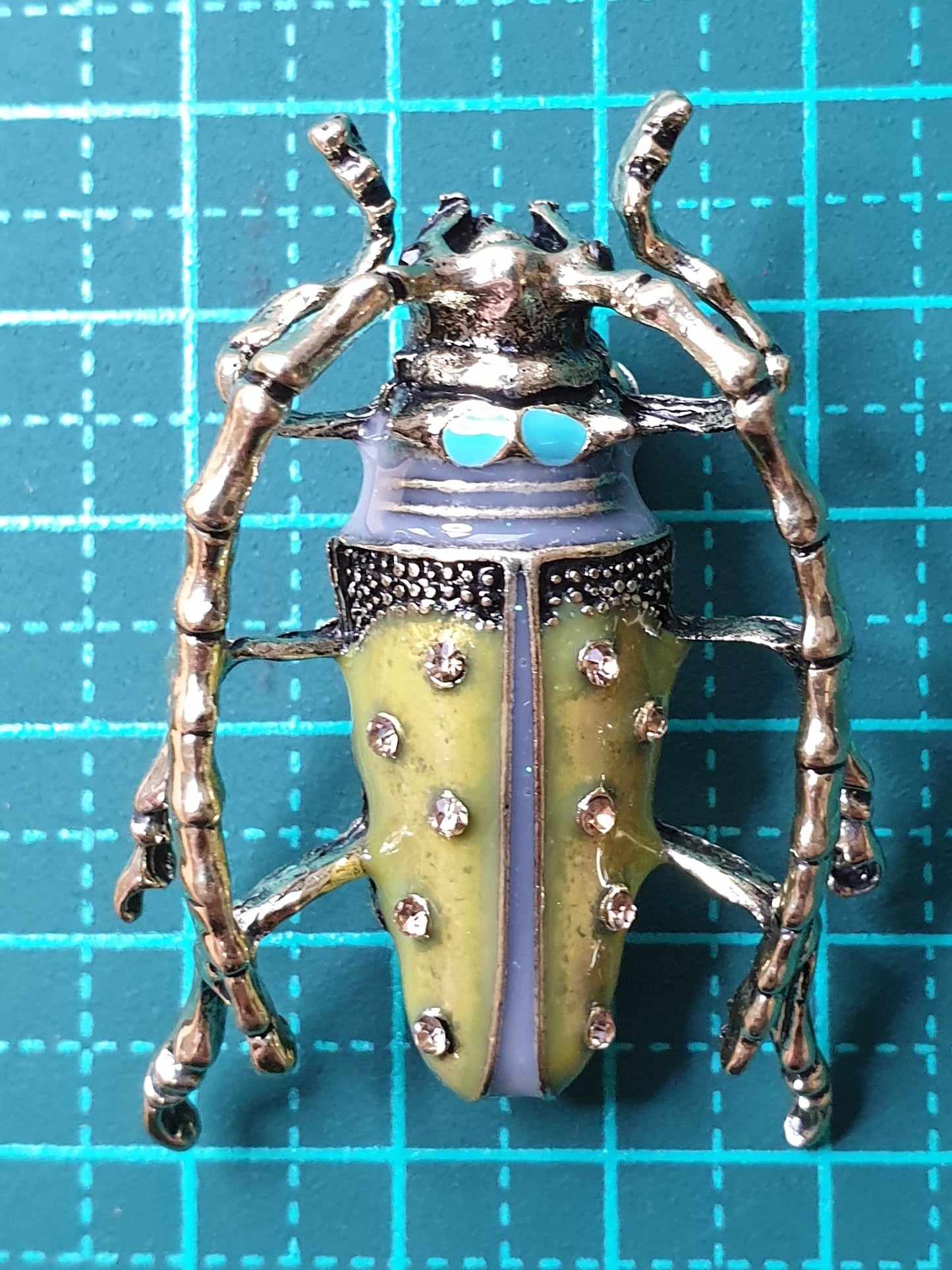 Longhorn Beetle Brooch - Yellow