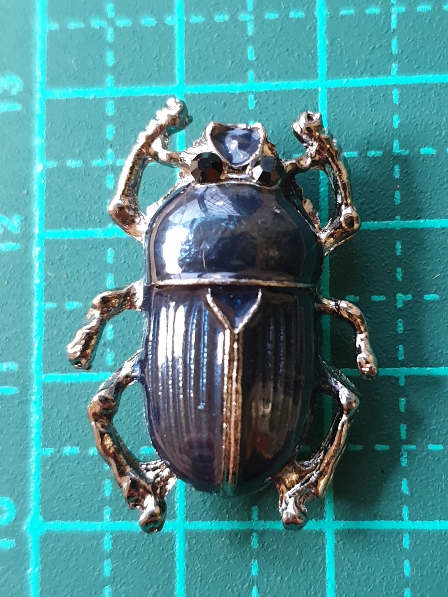 Dung Beetle Brooch - Dark Blue