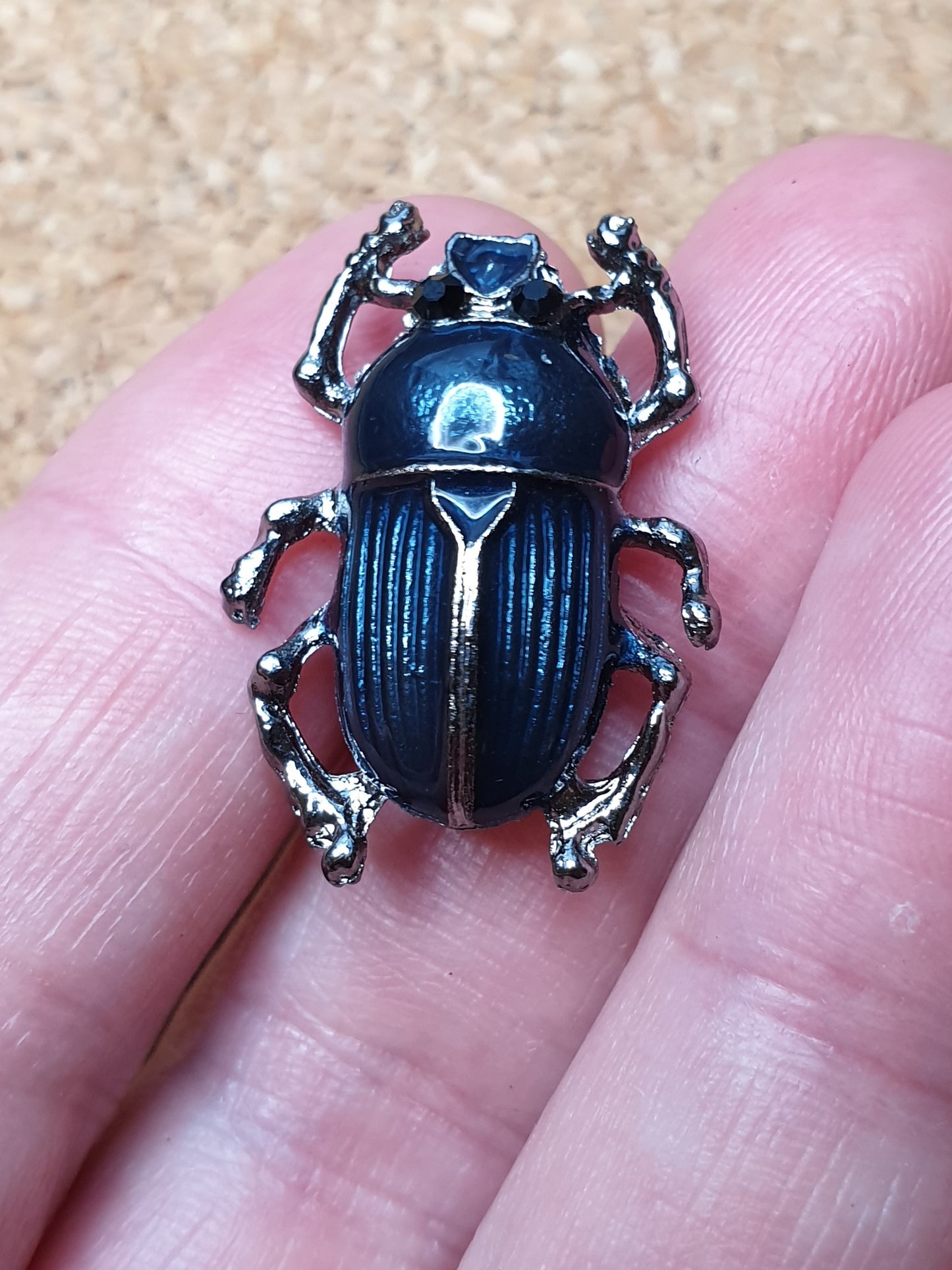 Dung Beetle Brooch - Dark Blue