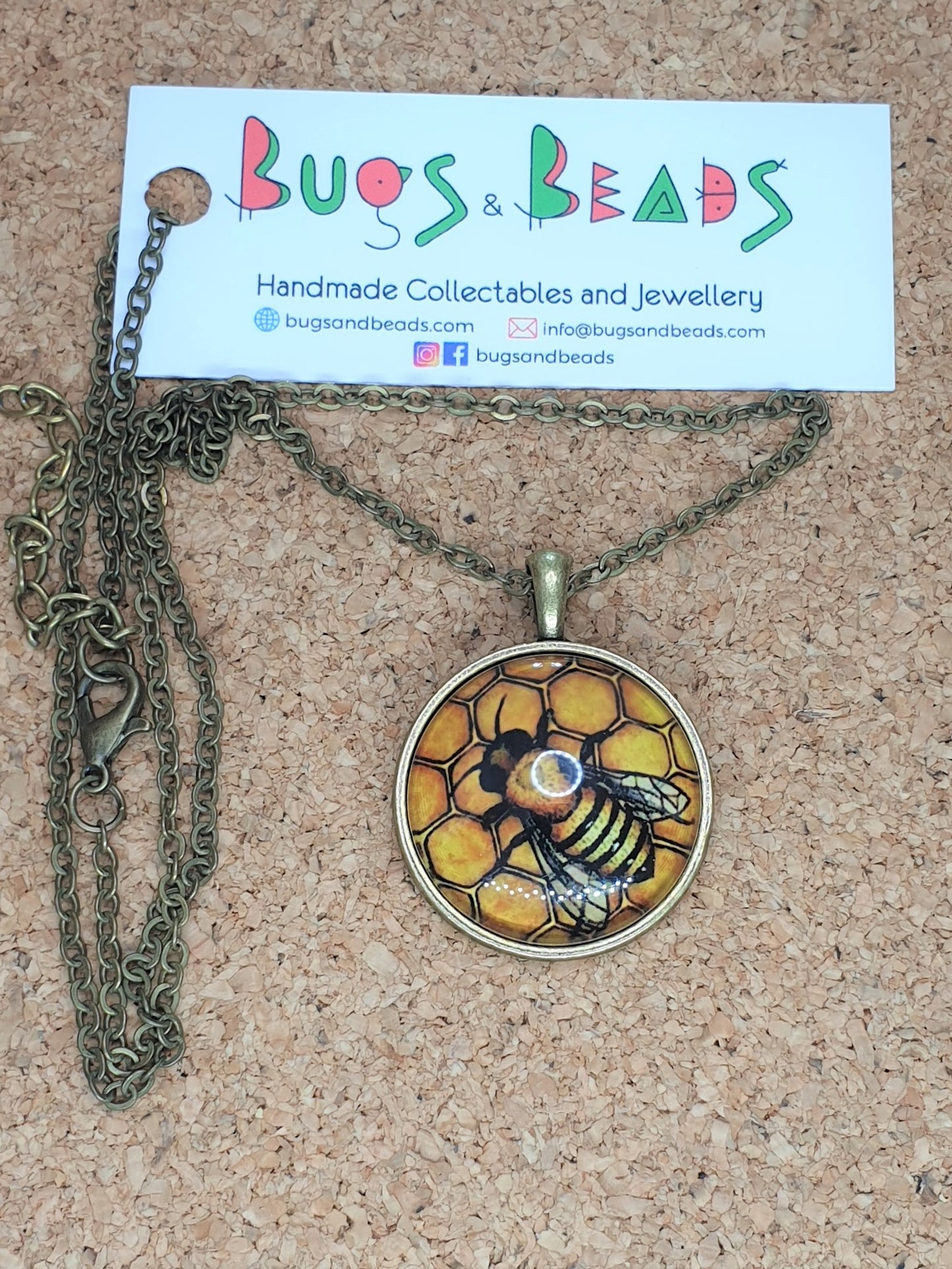 Bee Drawing Necklace - Bronze