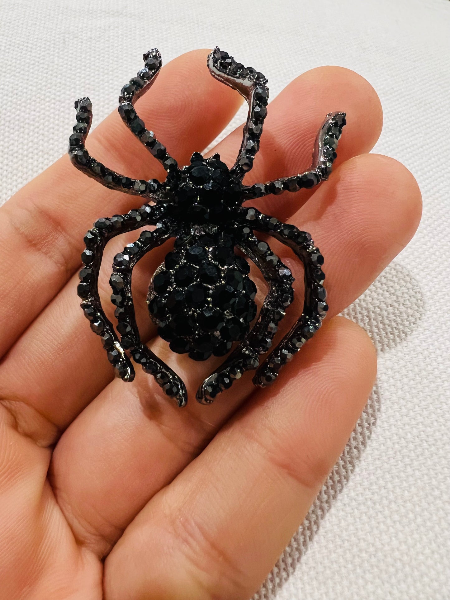 Spider Brooch - Shiny Black