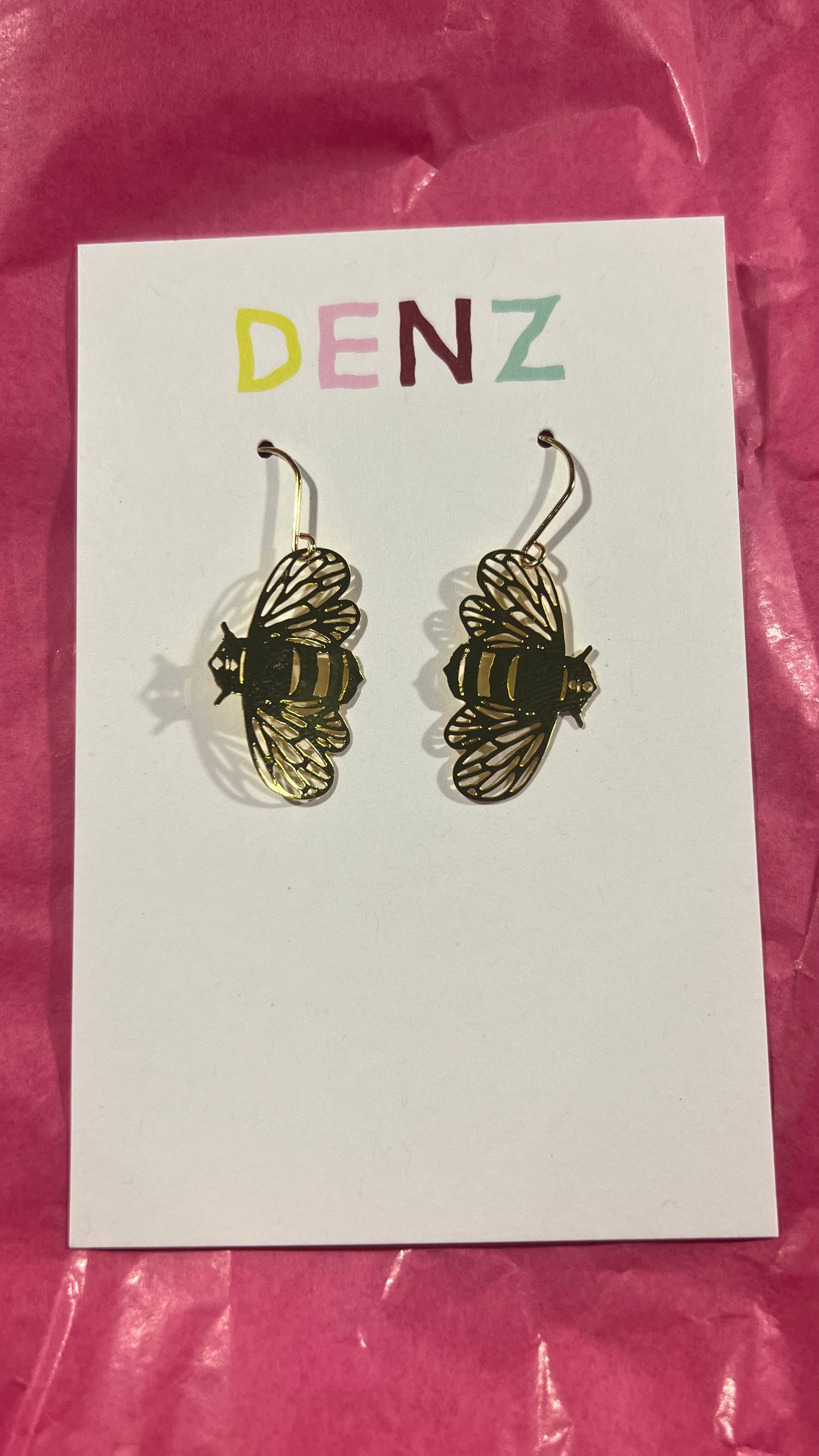 Mini Bee in Gold Earrings