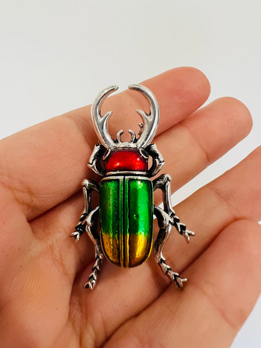 Bright Stag Beetle Brooch