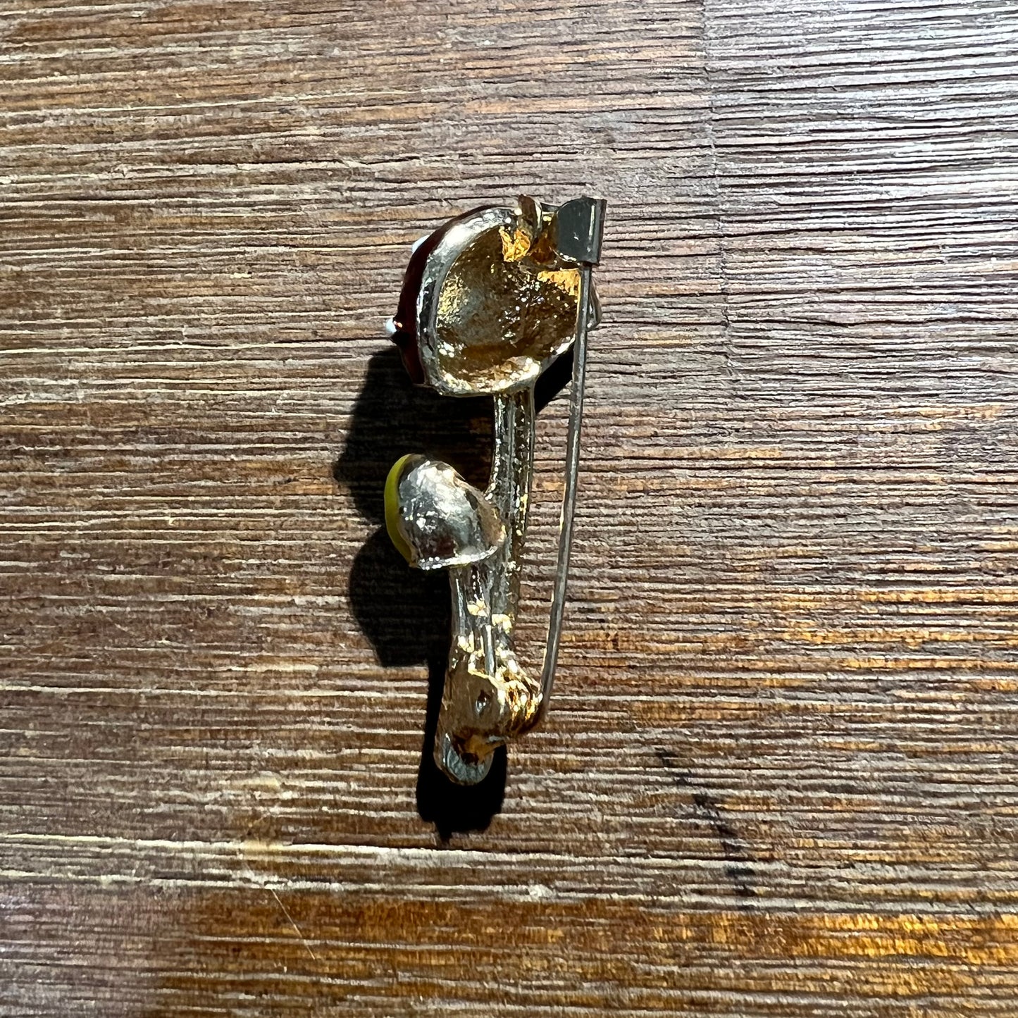 Amanita and Leucoprinus mushroom brooch