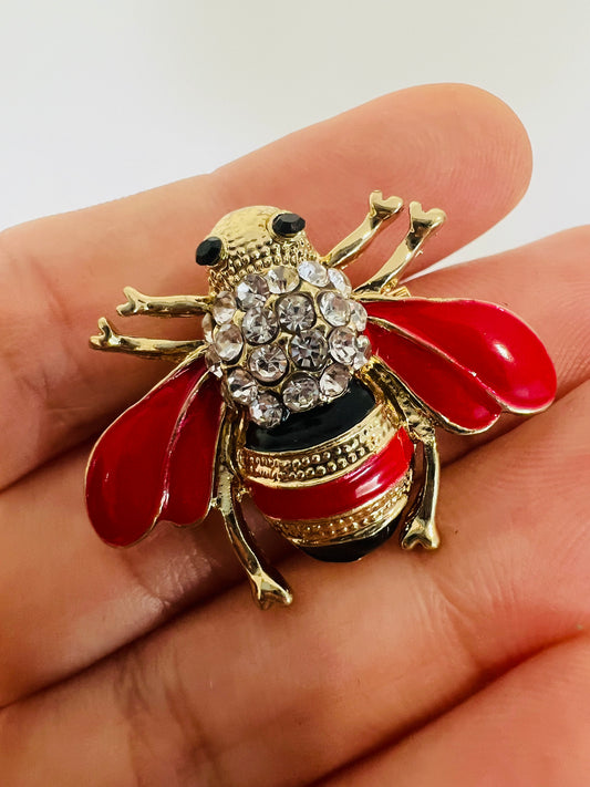 Bee Brooch - Red wings