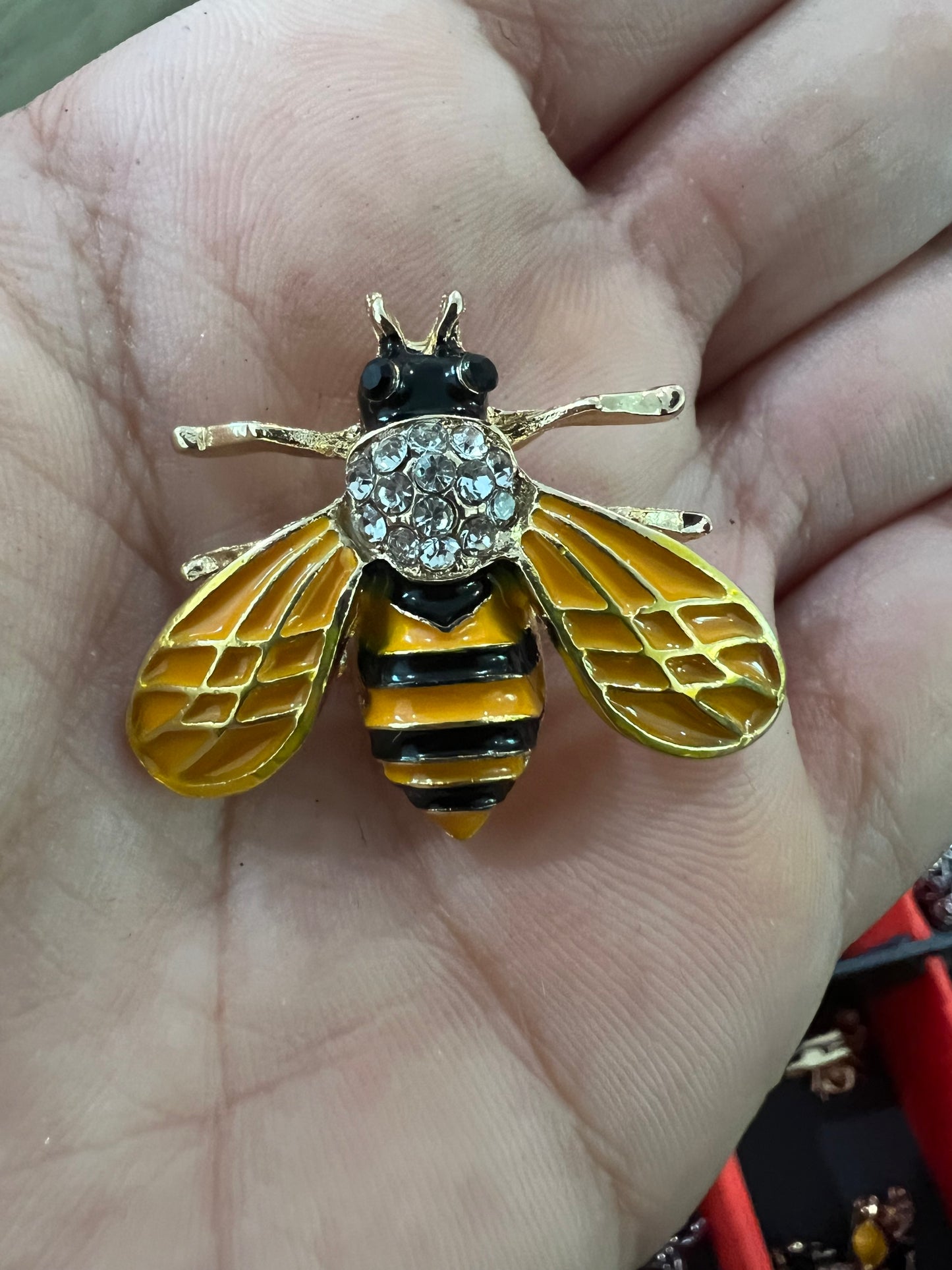 Bee Brooch - Green Black head