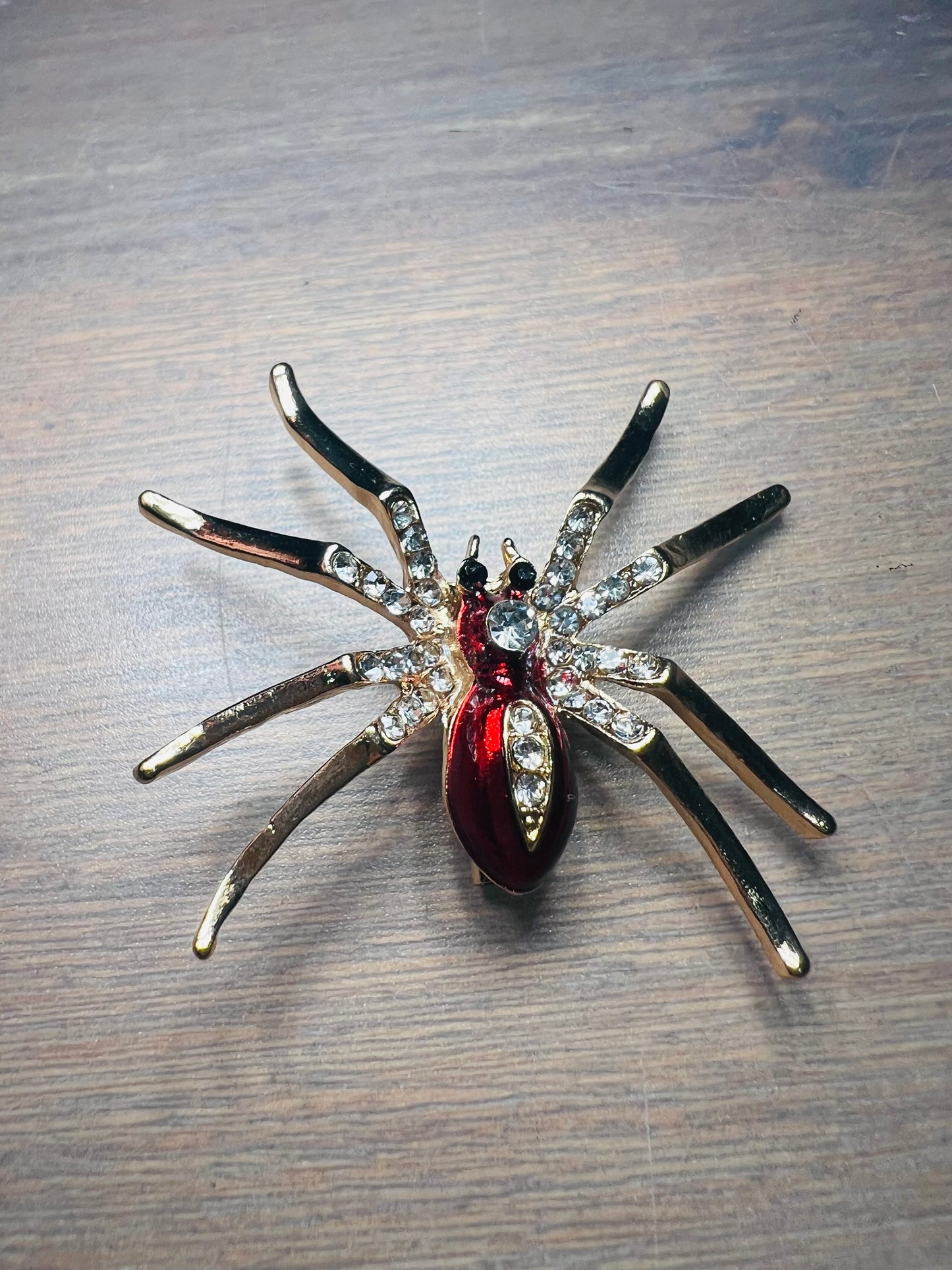 Spider Brooch - Blue and Clear
