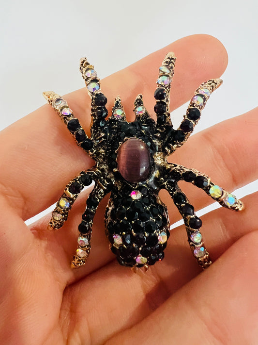 Spider Brooch - Purple and gold