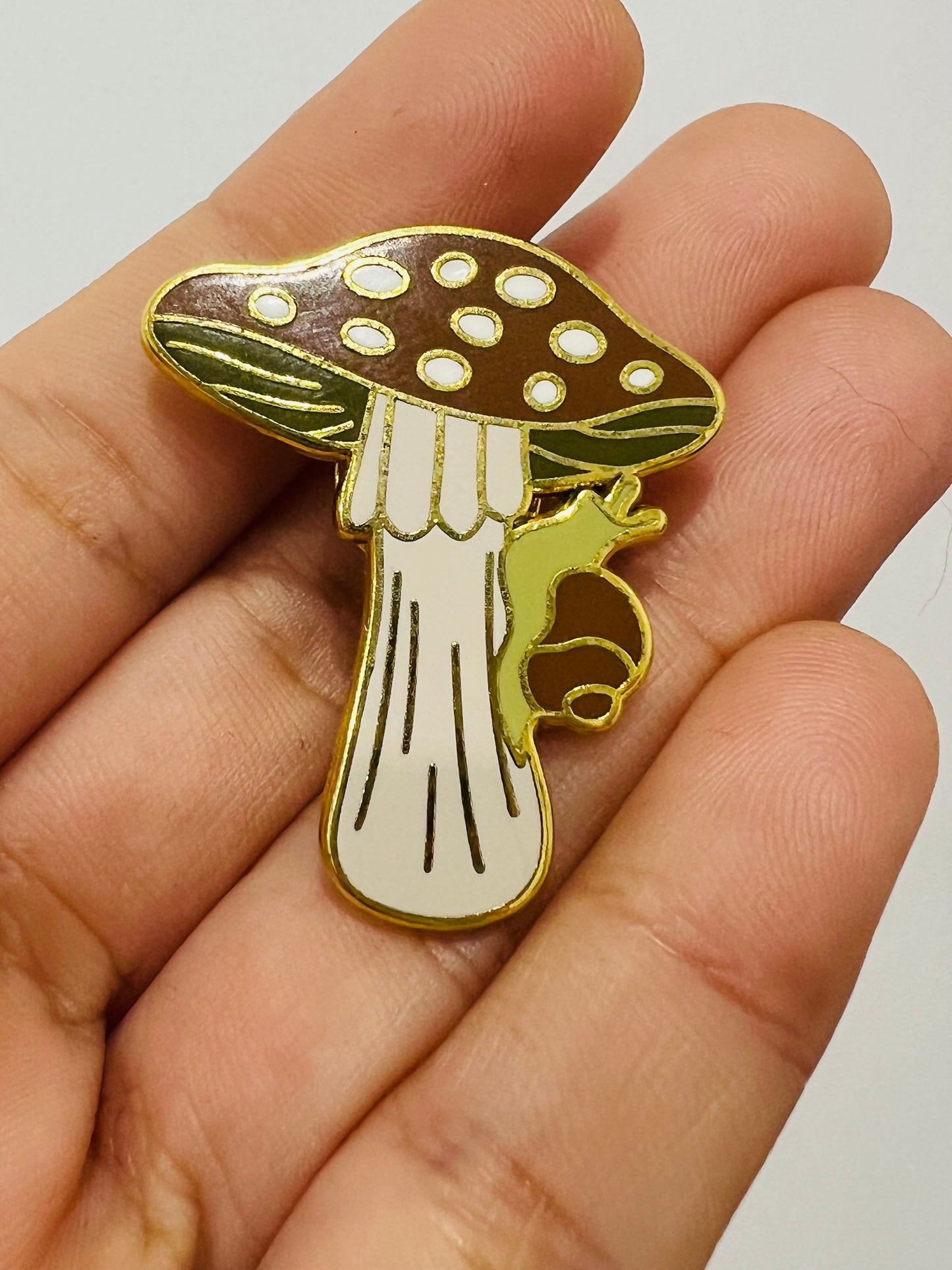 Fly Agaric and snail pin