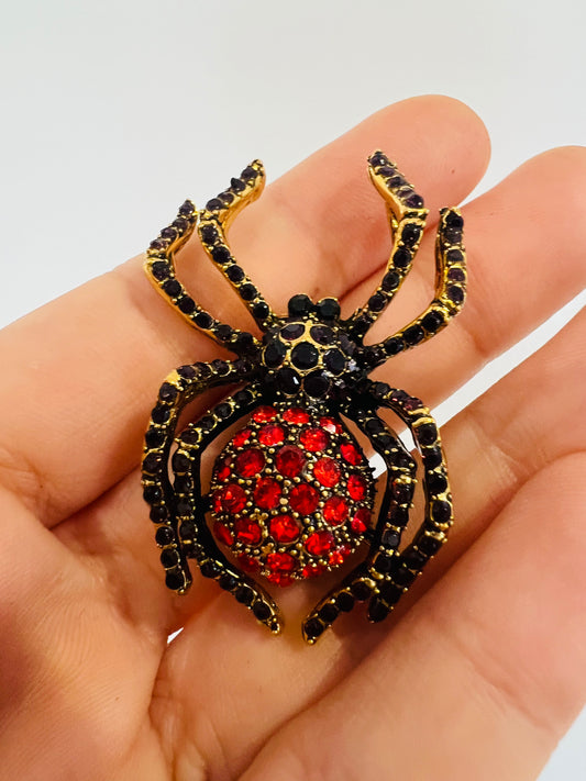 Spider Brooch - Red and Purple