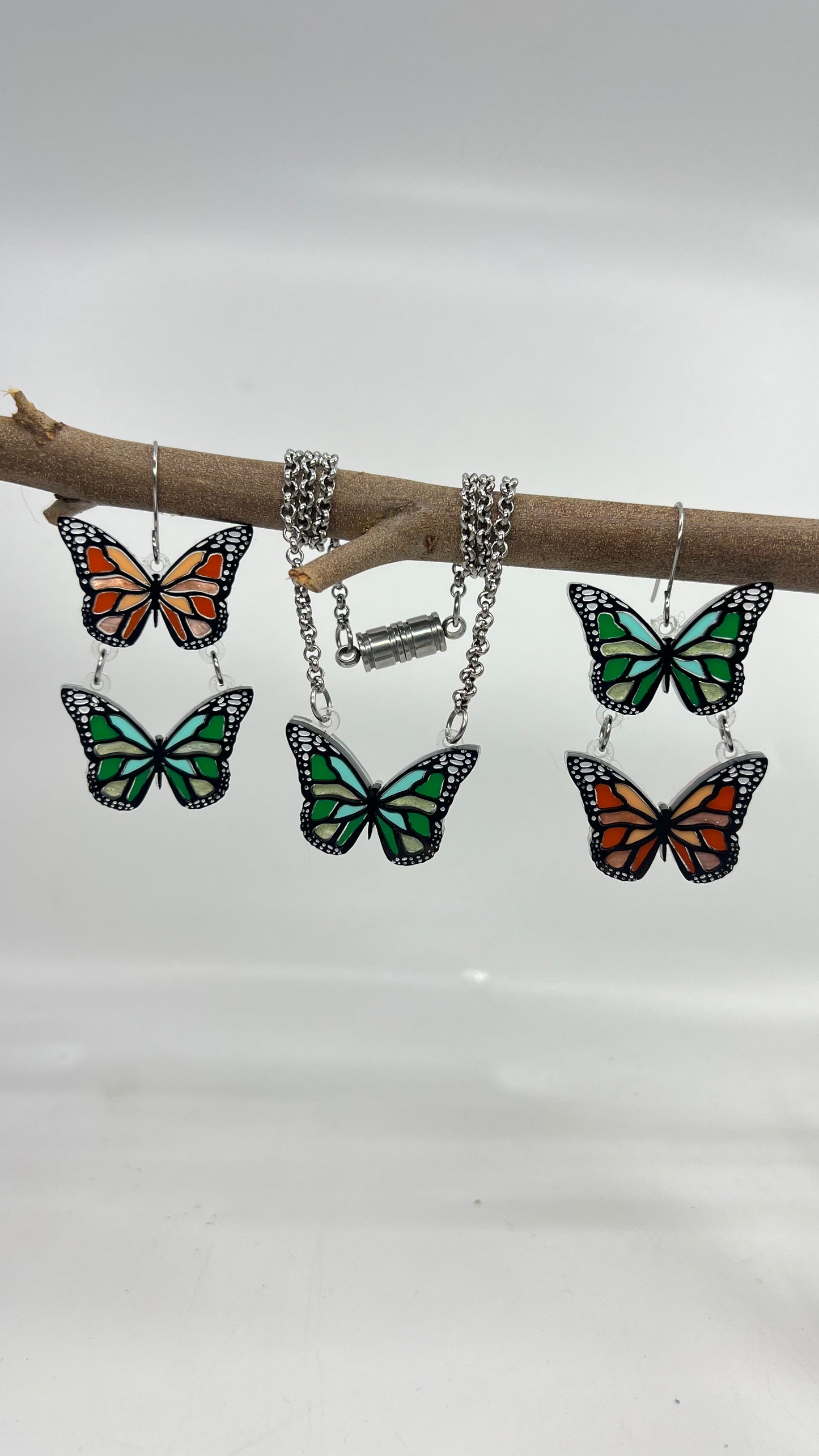 Set Necklace and earrings Monarch Butterflies