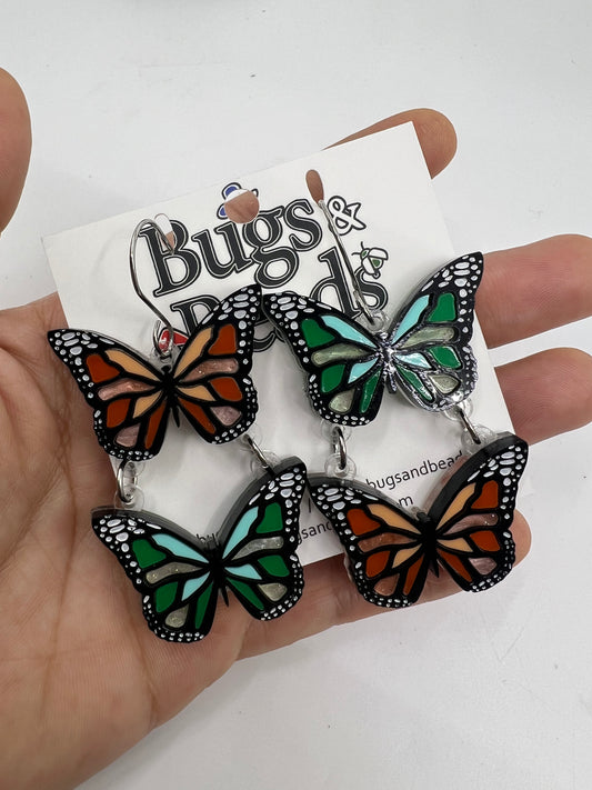 Asymmetrical Monarch Butterflies Dangles