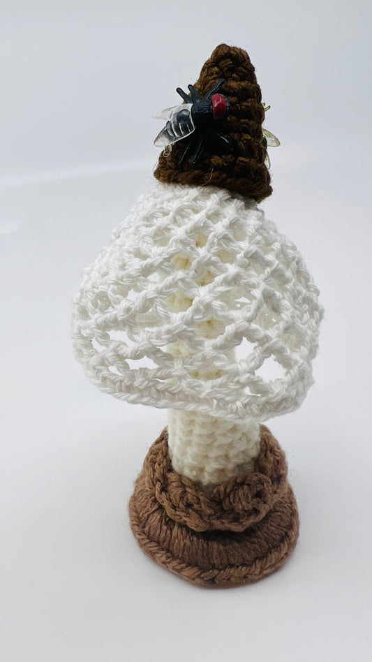 Stinkhorn crochet sculpture