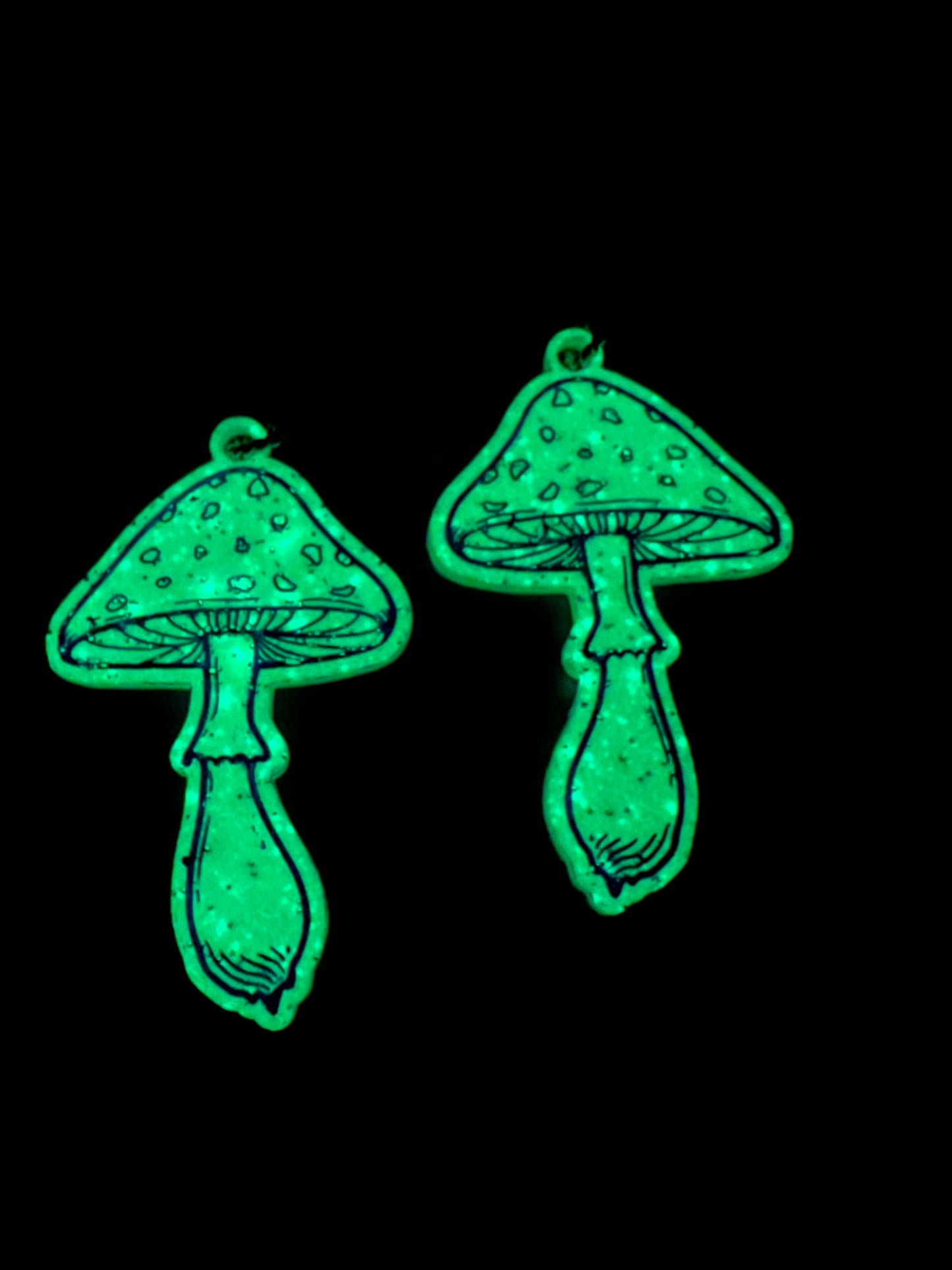 Amanita mushroom dangles - Glow in the dark