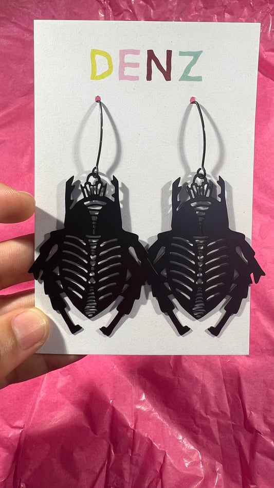 Beetles in Black Earrings