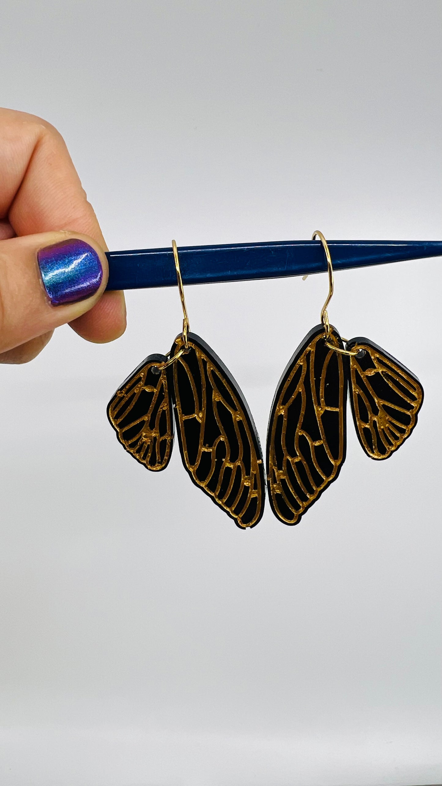 Cicada wings dangle earrings