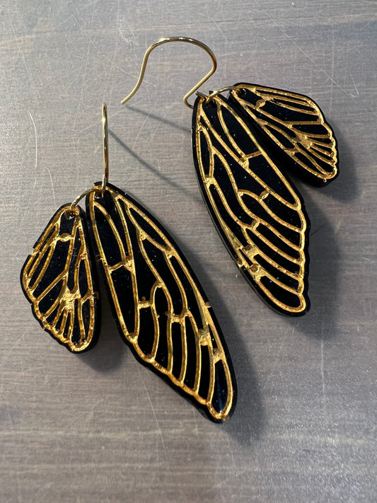 Cicada wings dangle earrings