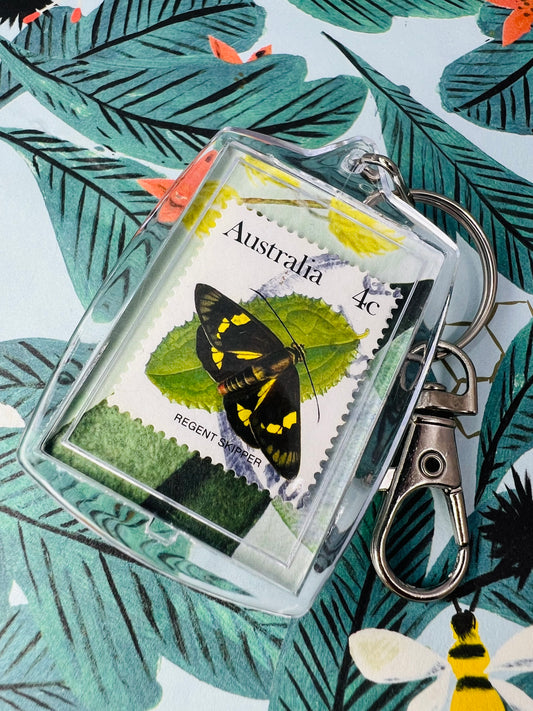 Real Australian stamp - Regent skipper keychain