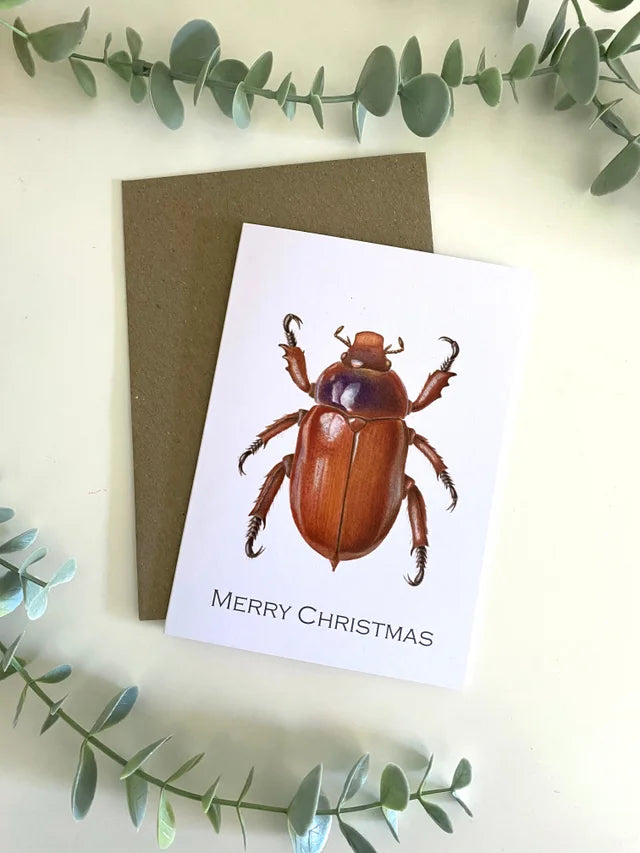 Merry Christmas beetle Greeting Card