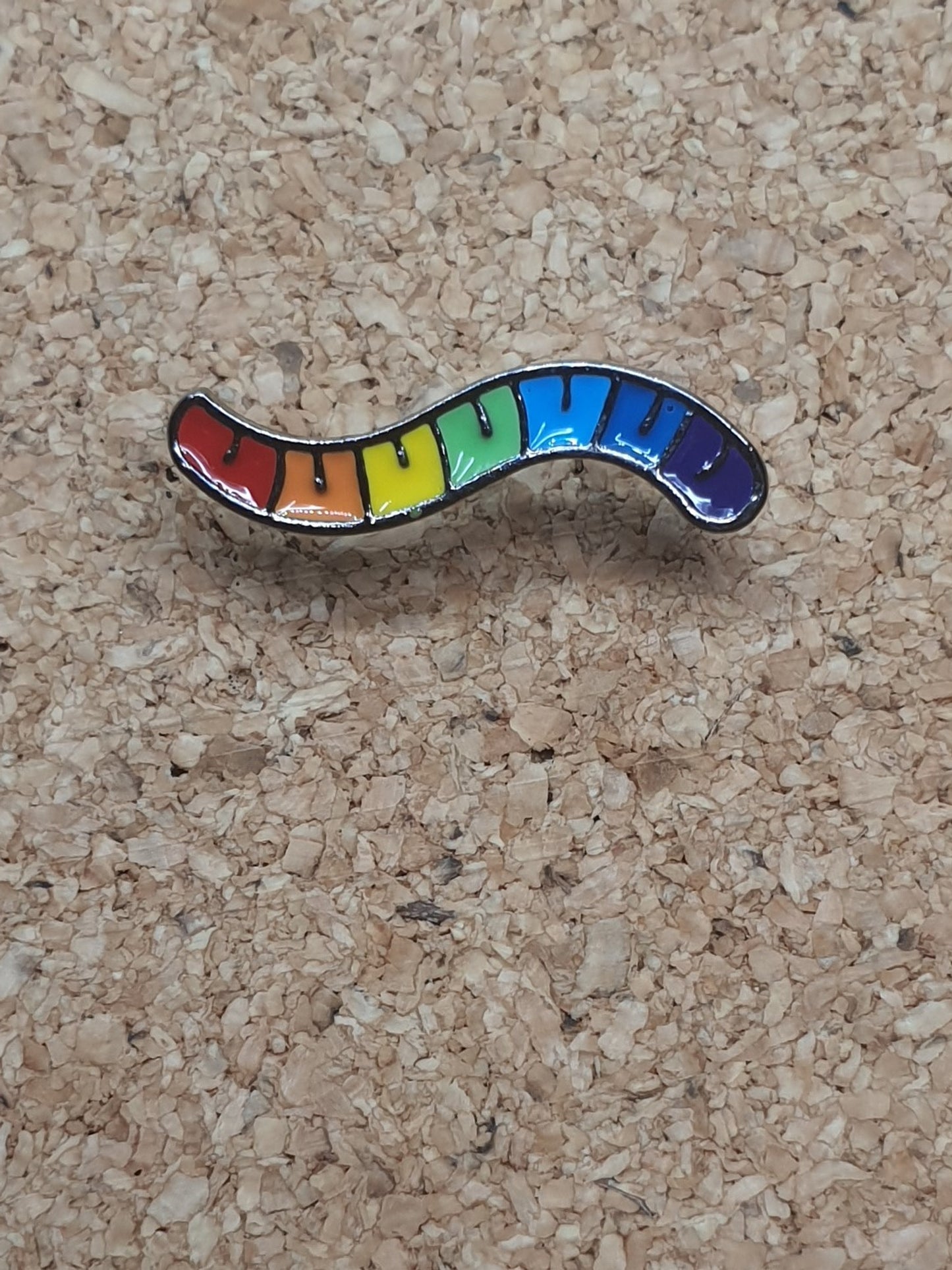 Rainbow Grub cartoon pin