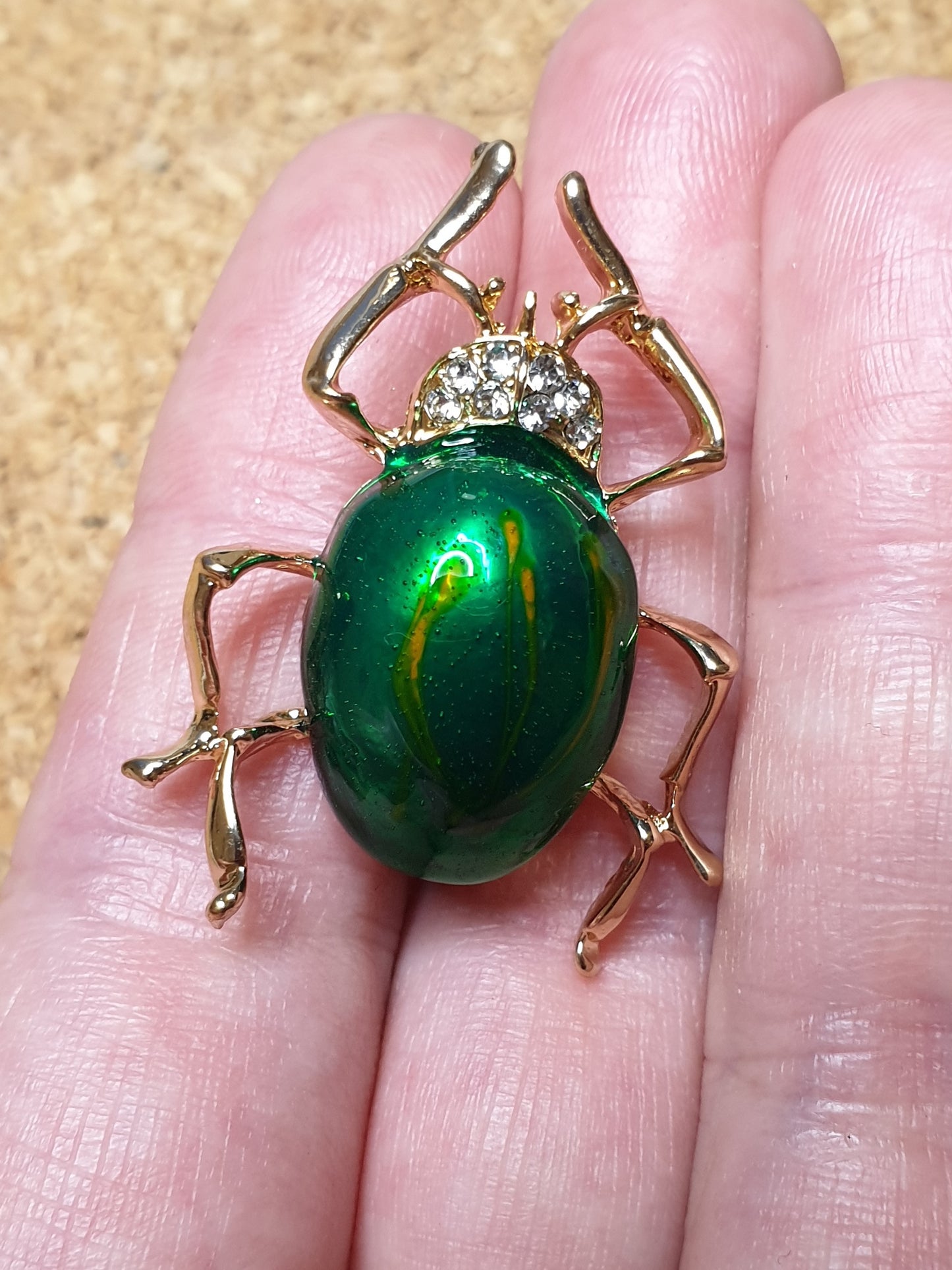 Tingidae Beetle Brooch - Green