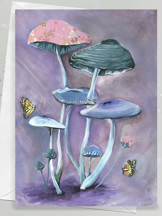 Mushroom with Butterflies Greeting Card