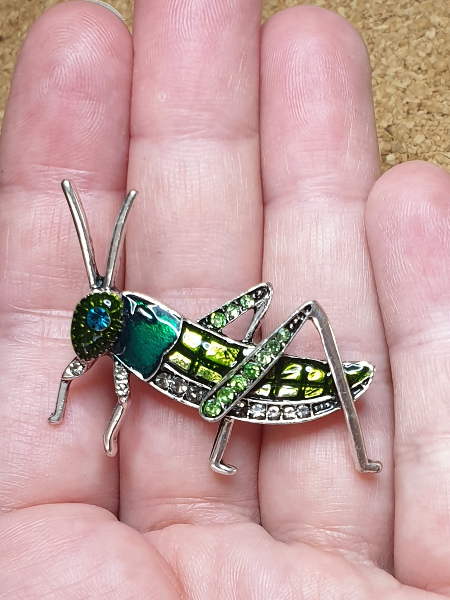 Grasshopper Brooch - Green