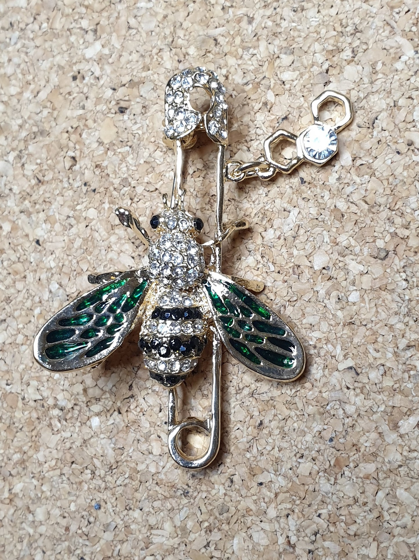 Bee on Pin Brooch - Green